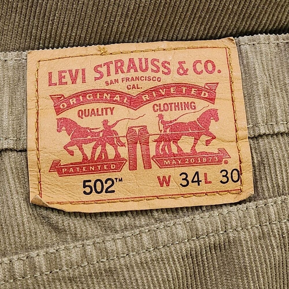 Levi's‎ 502 Corduroy Pants Men's 34x30 Brown Tapered Cotton Stretch Flat Casual - Picture 3 of 7